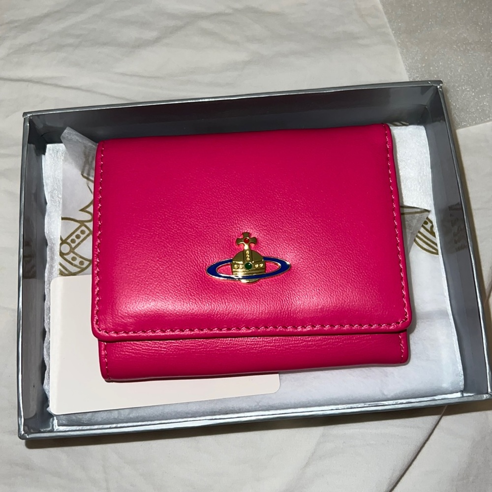 vivienne westwood (in box) pink trifold wallet